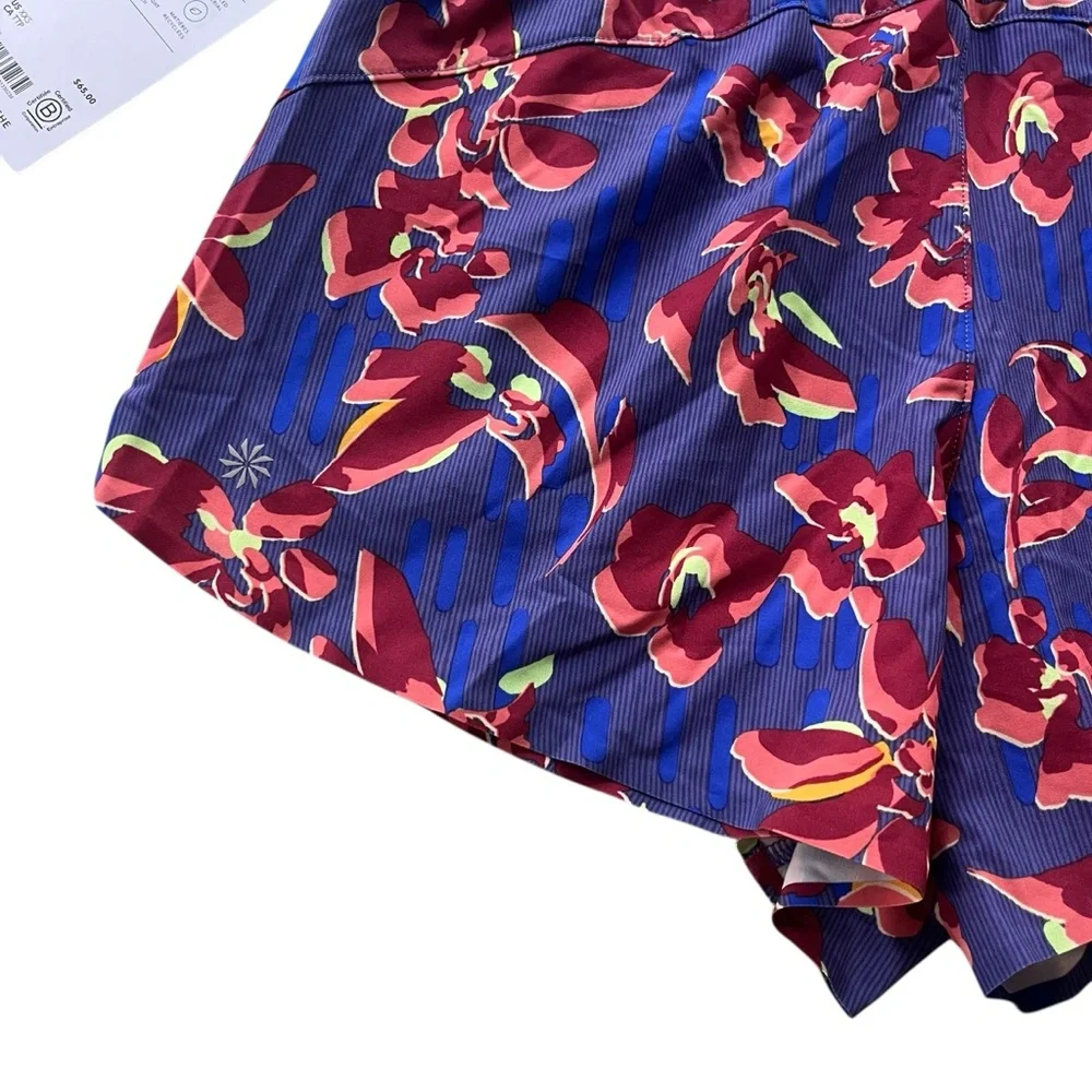 Athleta Womens XXS Blue Purple Pink Floral Crossroads Shorts Run Athletic 881779